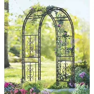 Arch Metal Outdoor Garden Arbor | Montebello | 84-in (H) x 53-in (W) x 23-in (D)