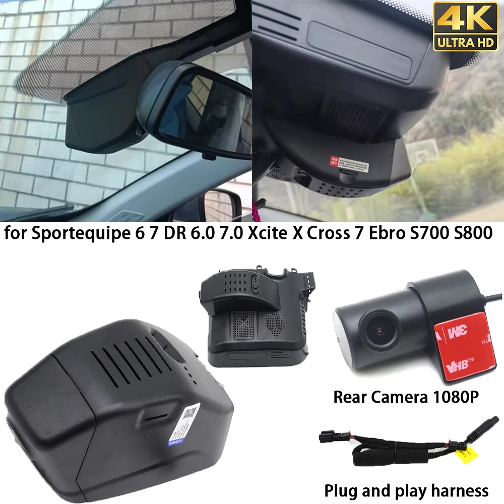 Per Sportequipe 6 7 DR 6.0 7.0 Xcite X Cross 7 Ebro S700 S800 4K Dash Cam Frontale Telecamera Posteriore DVR Plug and Play Registratore Wifi