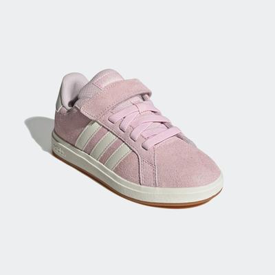 Klettschuh ADIDAS SPORTSWEAR "GRAND COURT 00S KIDS", Gr. 34, pink (clear pink, sanftes weiß, gum10), Leder, Textil, sportlich, Schuhe, Design auf den Spuren des adidas Superstar Image