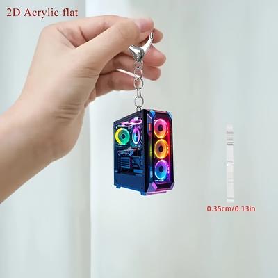 TEMU 2d Flat, 1pc Cool Colorful Computer Pattern 2d Flat Acrylic Keychain, Suitable For Bag And Car Key Decoration, Ideal Holiday Gift, 2d Flat Image