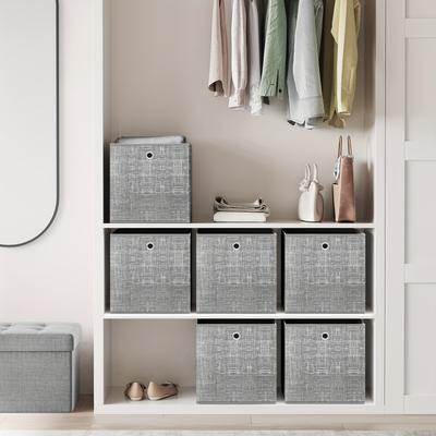 TEMU Storage Box, Set Of 6, Storage Boxes Made Of Nonwoven Fabric With Handle, Boxes For Storage, 33 X 33 X 33cm, Organizer Box, For Cube Shelf, Folding Box, Clothes Storage Image