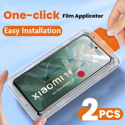 TEMU 2pcs 1 Click Dust Removal Installation High-definition Screen Protector Tempered Glass Suitable For Xiaomi 14 13 Tp Pro/pro/ultra, 15 Pro/ultra Image