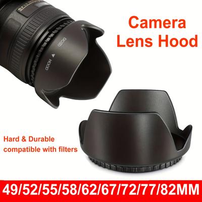 TEMU Lens Hood Set For , , Cameras - 49mm/52mm/55mm/58mm/62mm/67mm/72mm/77mm/82mm Compatible - Protective Lens Cap-hard And , Compatible With Filters
