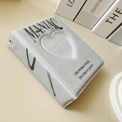 TEMU 1pc Stray Kpop Photo Album - Heart-shaped Window Design With 36 Pvc Pockets, Durable Plastic Card Holder For Collectible Memorabilia, Concert Merch & Small Photos Image
