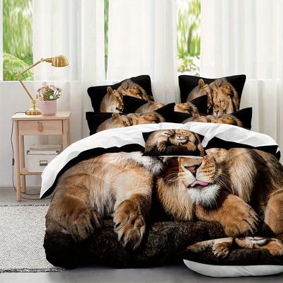 TEMU Animal Lion Bedding Quilt Cover, Washable Microfiber Quilt Cover Soft And Comfortable Two/piece Set Image
