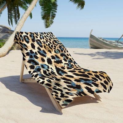 TEMU Microfiber Beach Towel - Quick Dry, Lightweight & Sand-free - Swimming, Camping, Picnics & Travel - Modern Leopard Image