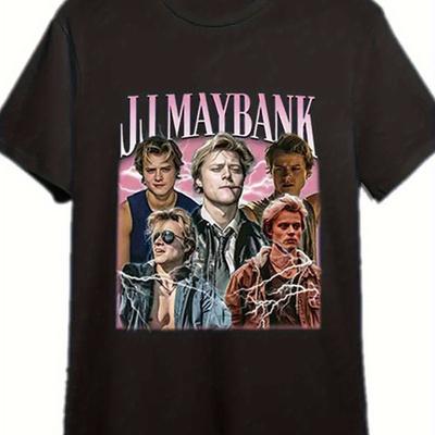 TEMU Great Jj Vintage-inspired Mens T-shirt - Outer Banks Movie Graphic, Soft Cotton, Short Sleeve, Casual Round Neck Tee For All Image