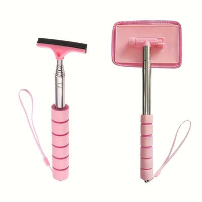TEMU 2pcs Mirror And Glass Cleaning Brush With Telescopic Handle And Glass Cleaning Tool For Efficient Window And Glass Cleaning, Car Cleaning Accessories, In Multiple Colors Image