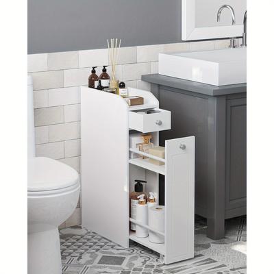 TEMU Small Bathroom Cabinet Slim Bathroom Storage Unit Bathroom Organiser Freestanding Toilet Paper Storage Cabinet With Slide Out Drawers For Small Spaces Image