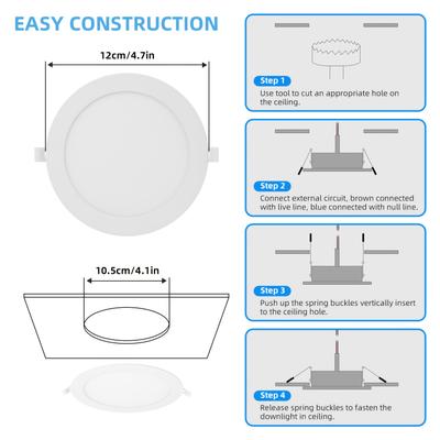 TEMU 3w 6w 9w 12w 15w 18w 24w Led Recessed Light, 6500 K Recessed Light For Bathroom Hallway Ceiling Spotlight Image