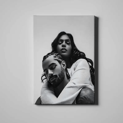 TEMU Custom Canvas Paintings With Wood Frames - Personalized Family And Couple Portraits, Hd Wall Art For Home And Office Decor, Character Themes Image