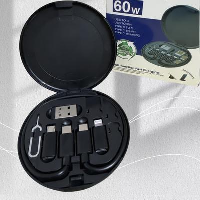 TEMU 5in 1 60w Usb C To Usb C Cable For All Smart Phone Fast Charging Cable Adapter Kit Otg Converter Data Cord Storage Box For Iphone/type-c/micro Usb Image