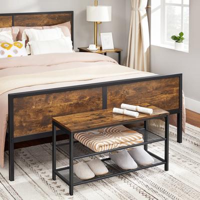 TEMU Shoe Bench, 80 X 30 X 44.5cm, 2 Tier Mesh Shoe Cabinet, Shoe Storage, Hallway, Metal, Industrial Style, Rustic Brown And Black Image