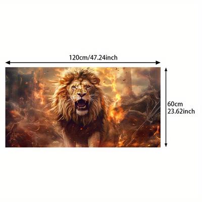 TEMU 1pc Lion Canvas Art - 23.62x47.24in Modern Abstract Wall Decor, Painting For Living Room, Bedroom, - & Home Accent, Lion Wall Decor Image