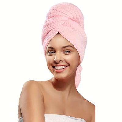 TEMU 1pc Women's Large Size Microfiber Hair Towel, -dry Headband With Elastic Band For Wet Curly Long Hair, Microfiber Towel Image