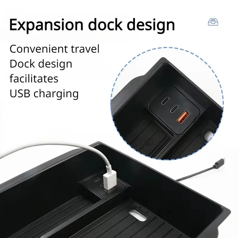 Aufbewahrungsbox-Erweiterungsdock für Tesla New Model 3+ Highland 2024, zentrale Steuerung, Armlehnenbox, Brillenhalter, Brillen-Aufbewahrungsbox Image