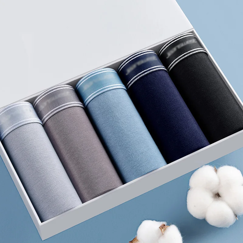 5 Stück Boxershorts Herrenunterwäsche Herren Boxershorts Herren Baumwollboxer Sexy Bequeme atmungsaktive Winterunterwäsche Image