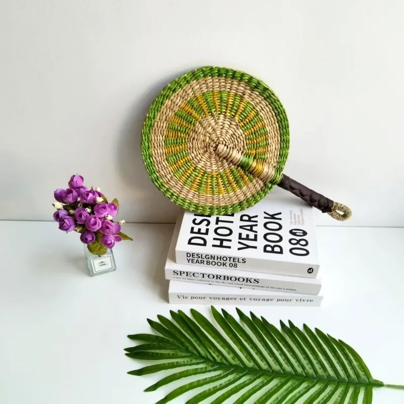 Handgewebter Algenventilator zur Wandmontage, dekorativer Ventilator, Sommerkühlung, Handventilator Image