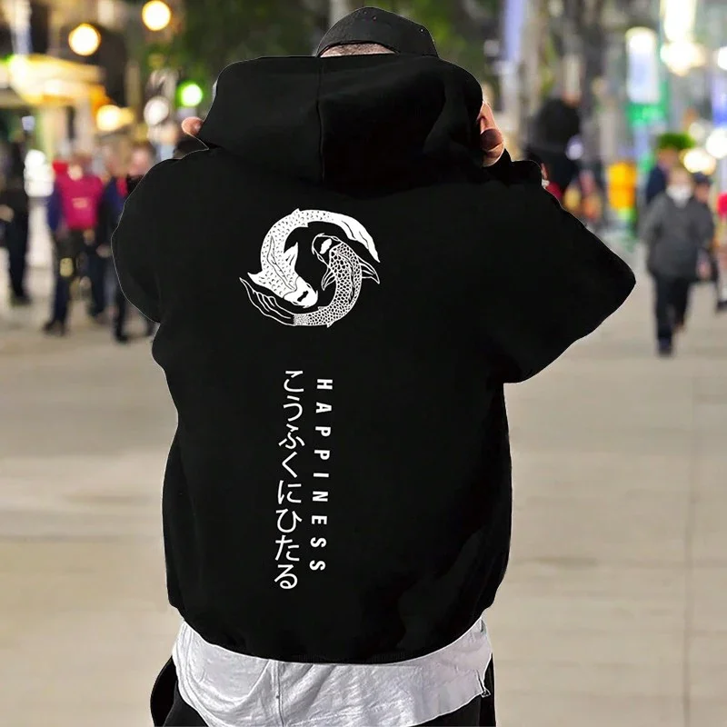 Japanische Cartoon Druck Männer Hoody Pullover Alle Spiel Lose Sweatshirt Mode Grundlegende Täglichen Hoodie Alle Saison Neuheit Kleidung Image