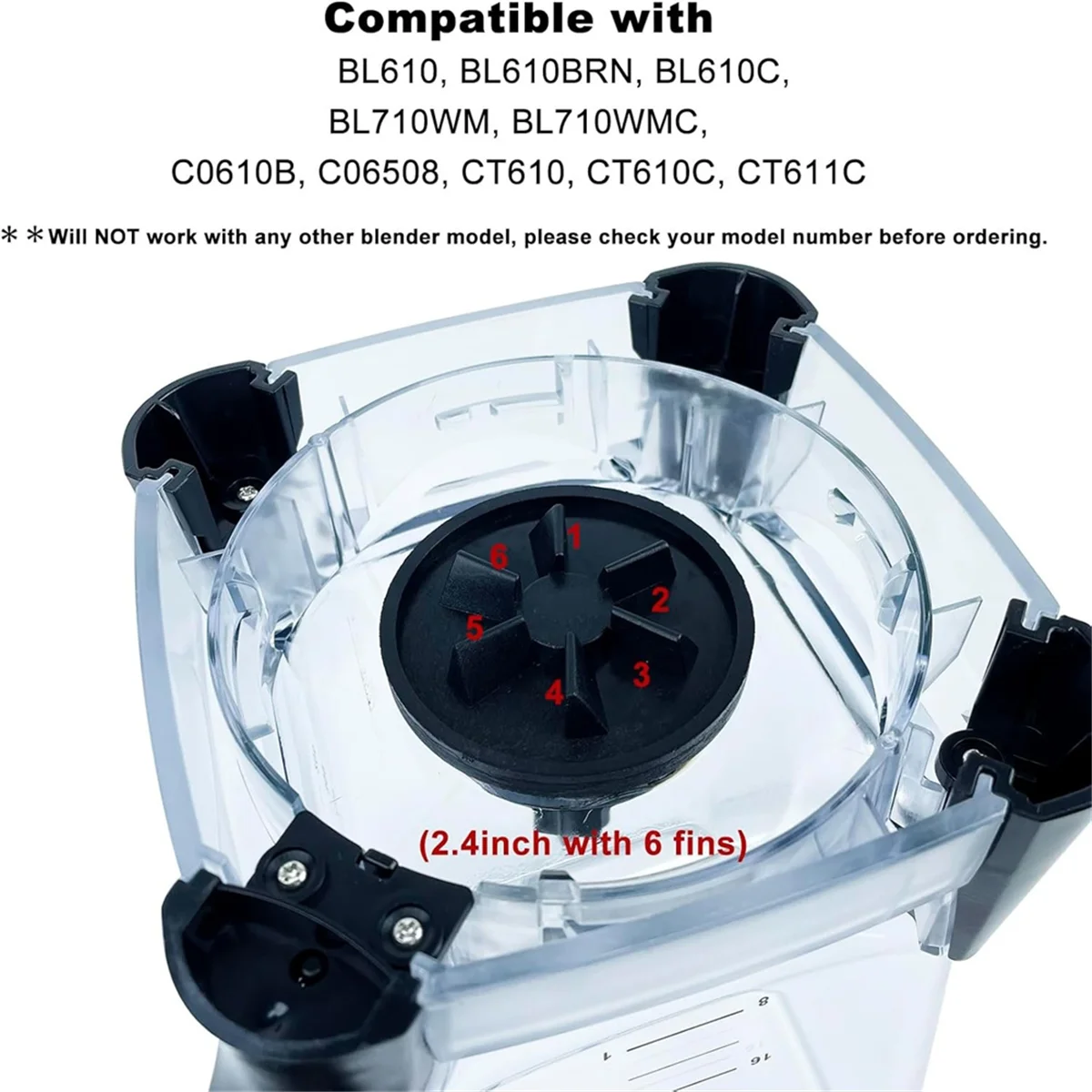 Mixer-Ersatzteile für Ninja BL610 BL710 Serie 72 Oz (9 Tassen) Krug, Treiberkupplung und Antriebsstift-Bolzen-Set B20 Image