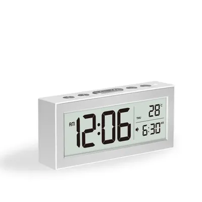 Digital Desk Clock LCD Retro Alarm Clock for Bedrooms Travel Temperature Display Backlight Calendar Battery Operated