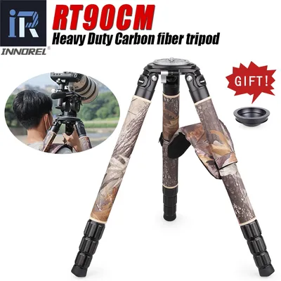RT90CM Camouflage Professionelles Carbonfaser-Stativ Birdwatching Heavy Duty-Kameraständer Stabil mit 75-mm-Schüssel für DSLR-Kameras