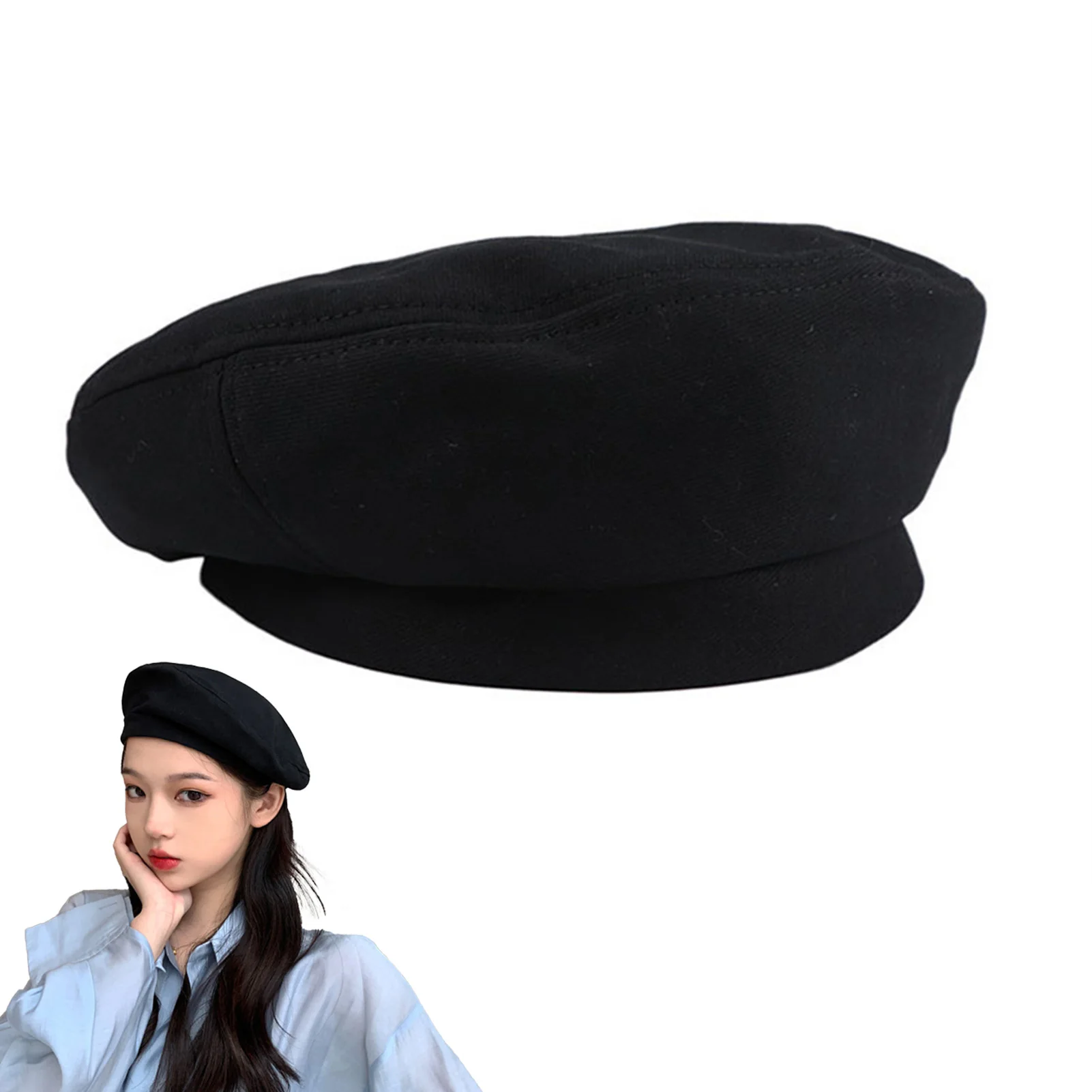 Neue Baumwolle Frauen Berets Hüte Vintage Französisch Plaid Top Militär Kappe Maler Hut 2023 Herbst Straße Mädchen Achteckige Baskenmütze Kappen Image