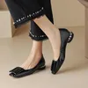 2024 Frühling Frauen Pumps Echt leder Schuhe für Frauen Square Toe Chunky Heel Frauen Schuhe flache