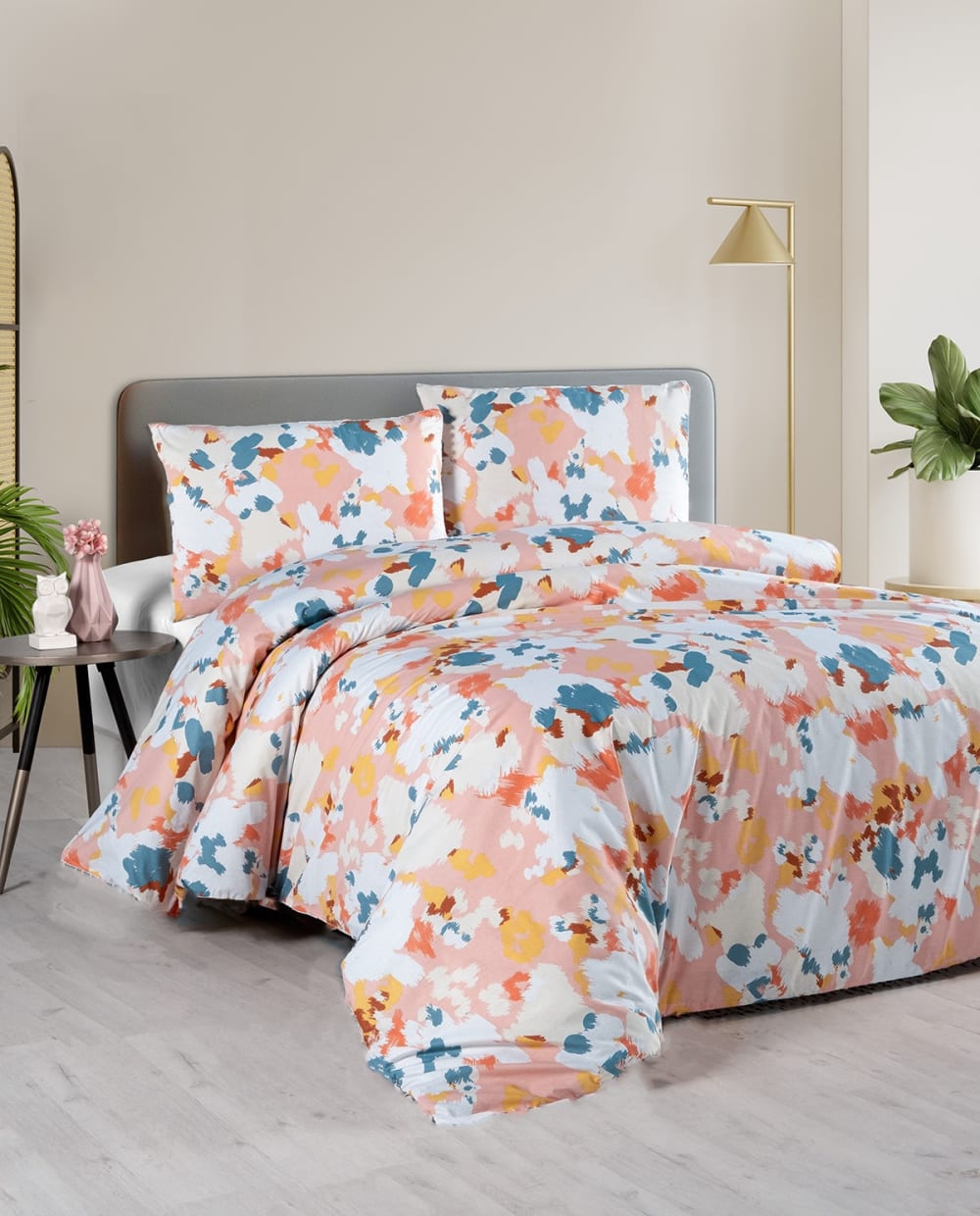 Parure de lit 2 personnes 240x220 cm coton imprimé