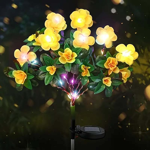 1 pz 1 W luci solari a LED per vialetti Lanterne ad energia solare, 2 modalità, decorative, rosse, gialle, viola, 3 V, illuminazione esterna, cortile, giardino, 42 perline a LED, Natale, Giorno del