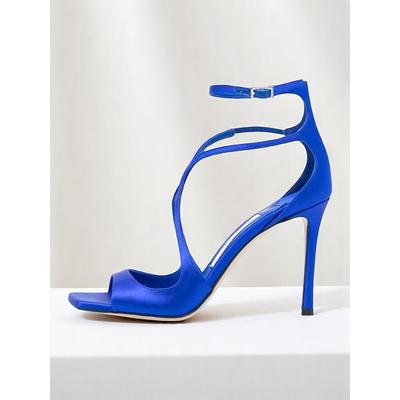 Women's Lavender Satin Crisscross Stiletto Heels - Elegant Open Toe High Heel Sandals for Cocktail Parties and Evening Events
