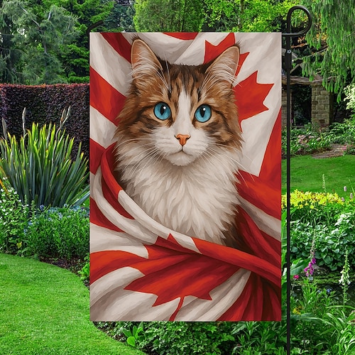 Bandiera Patriottica da Giardino Canada Day O Canada Decorazioni per Casa Giardino Cartello Banner Festivo Gomiti Su Canada