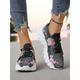 Women's Flyknit Sneakers with Blue Butterfly Print – Fashionable Lightweight Trainers for Walking, Casual Outings and Travel