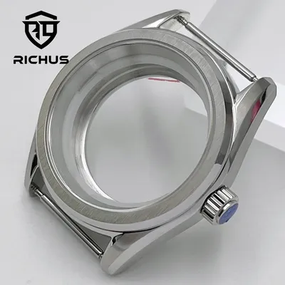 RICHUS 38mm Silver Black Rose gold Sterile Watch Case Sapphire Glass Fit NH35 NH36 NH34 NH38 NH70 NH72 ETA2824 PT5000 Movement