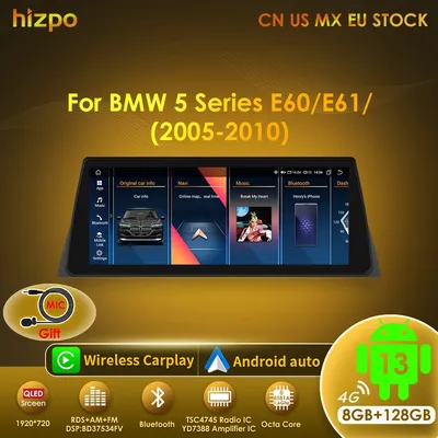Hizpo Android 13 Car Audio For BMW 5 Series E60 E61 E63 E64 CCC CIC System Car Radio Multimedia