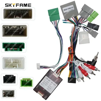 SKYFAME Car 16pin Wiring Harness Adapter Canbus Box Decoder Android Radio Power Cable For Honda