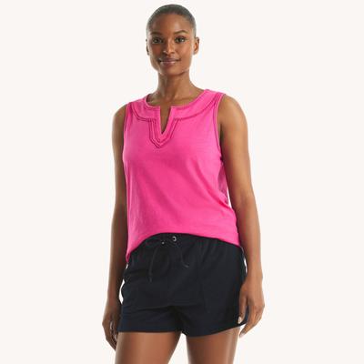 Nautica Women's Scallop-Trim Tank Top Hot Pink, L