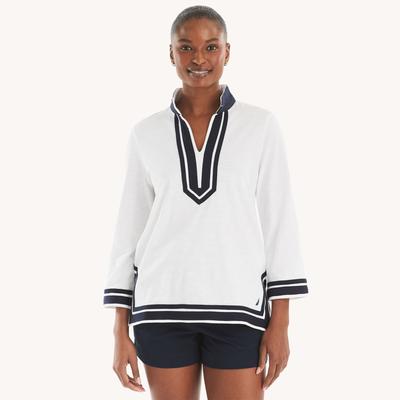 Nautica Women's V-Neck Tunic Bright White, XL