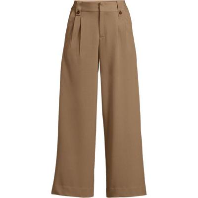 Lightweight Stretch Wide Leg Cropped Trousers, High Waisted, Women, size: 14, regular, Misc, by Lands' End