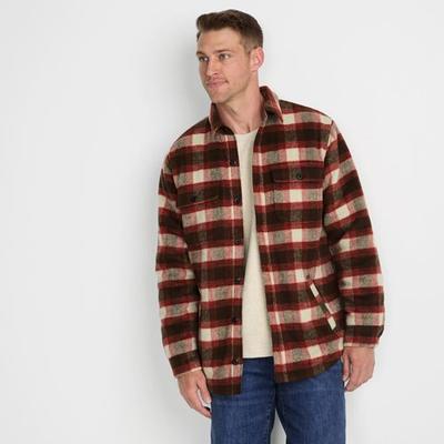 Super Brushed Flannel and Quilted Shirt Jacket, Men, size: 34-36, regular, Brown, Wool-blend/Poly-blend, by Lands' End