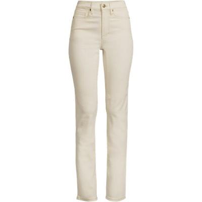 Straight Leg Jeans, High Waisted, Women, size: 28/30, plus, Ivory, Cotton-blend/Poly-blend, by Lands' End