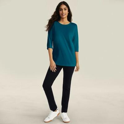 Starfish Slim Leg Stretch Jersey Trousers, Women, size: 14-16, petite, Black, Spandex/Cotton-blend, by Lands' End