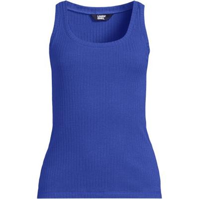 Pointelle Ribbed Scoop Neck Vest, Women, size: 16-18, regular, Blue, Spandex/Cotton-blend, by Lands' End