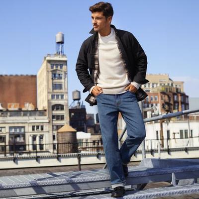 Stretch Denim Jeans, Relaxed Fit, Men, size: 30 34, regular, Blue, Cotton, by Lands' End