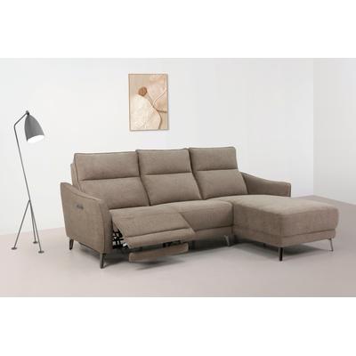 Ecksofa INOSIGN "TAYLER 3-Sitzer, L-Form (Breite 239cm), elektr. Relaxfunktion, USB A/C", grau (taupe), B:239cm H:101cm T:91cm, Webstoff 100% Polyester, Sofas, und Recamiere, Liegefunktion durch Recliner, Federkernpolsterung Image