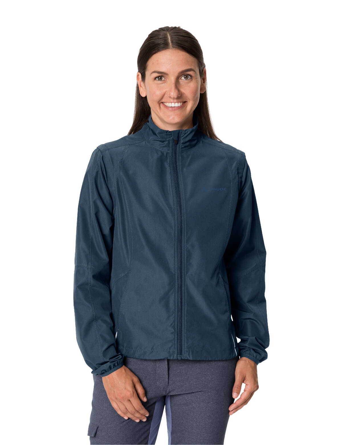 Fahrradjacke VAUDE "DUNDEE", Gr. 42, blau (marine), Obermaterial: 100% Polyester. Netzfutter: 100% Polyester, Sportlich, abnehmbar elastischer Bund, Jacken, Wasserdicht, winddicht, atmungsaktiv Image
