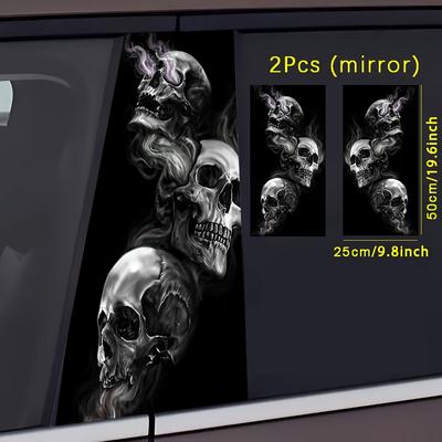 TEMU 2pcs Chenfa White Vinyl Car Stickers - Burnt , Self-adhesive & , Scratch-resistant Glossy Finish For Mid-door B-pillars And Door Plastic/metal Smooth Surfaces, Automotive Exterior Accessories Image