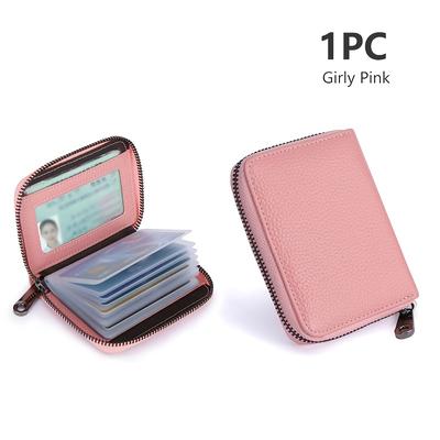 TEMU Pu Leather Card Holder Wallet, Unisex Zipper Card Bag, Capacity Can Hold 22 Cards, Suitable For Bank, Credit Card, Debit Card, Business Card And Id Card Storage, Organizer Image