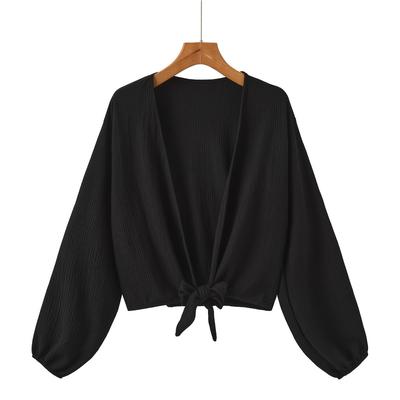 TEMU Summer Vacation Casual Solid Color Loose Long Sleeve Women's Swim Cover-up Image