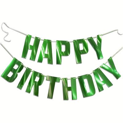 TEMU 1pc Happy Birthday Banner, Birthday Party Supplies, Universal, Green, Paper, Use Without Electricity, For Room Decoration Image